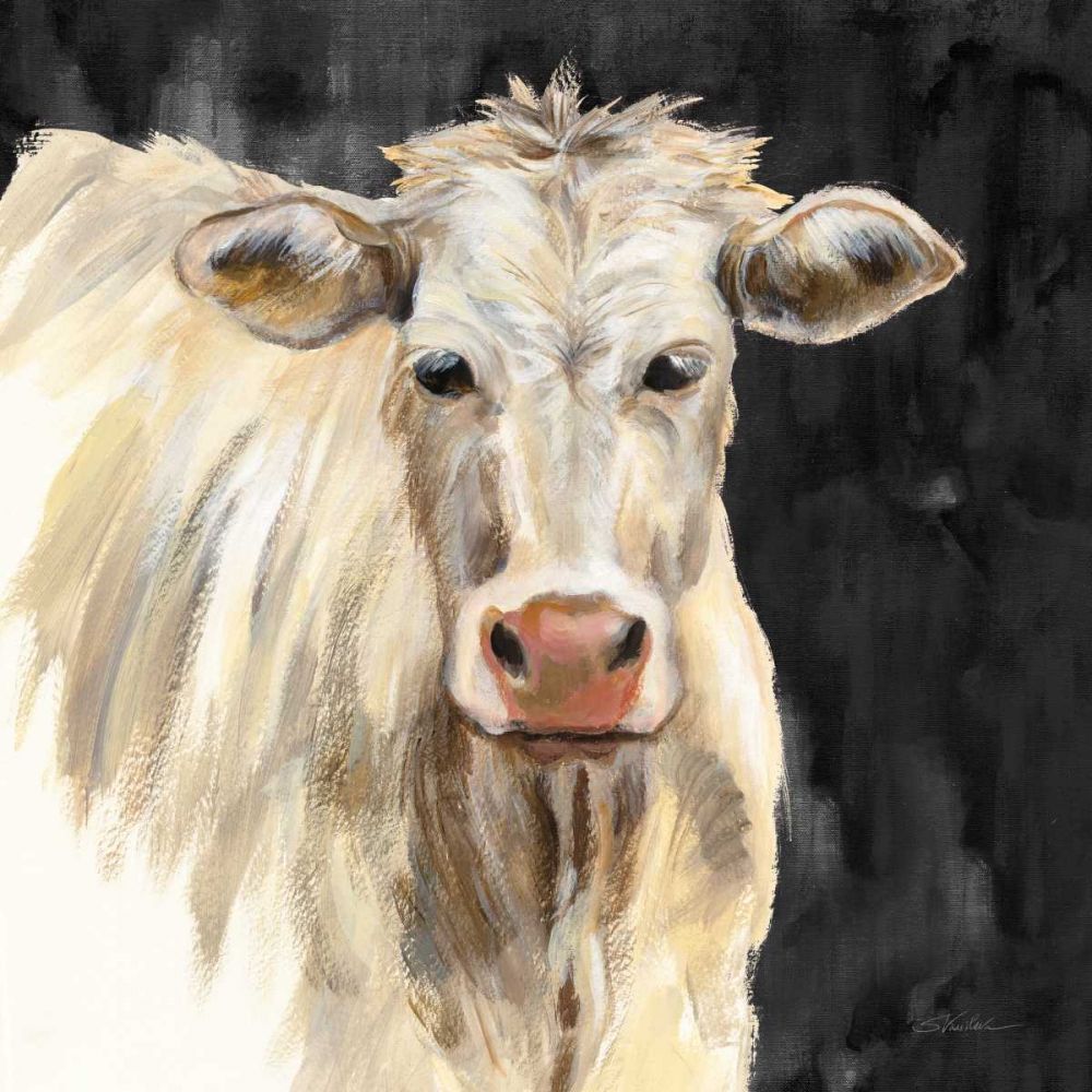 White Cow on Black art print by Silvia Vassileva for $57.95 CAD