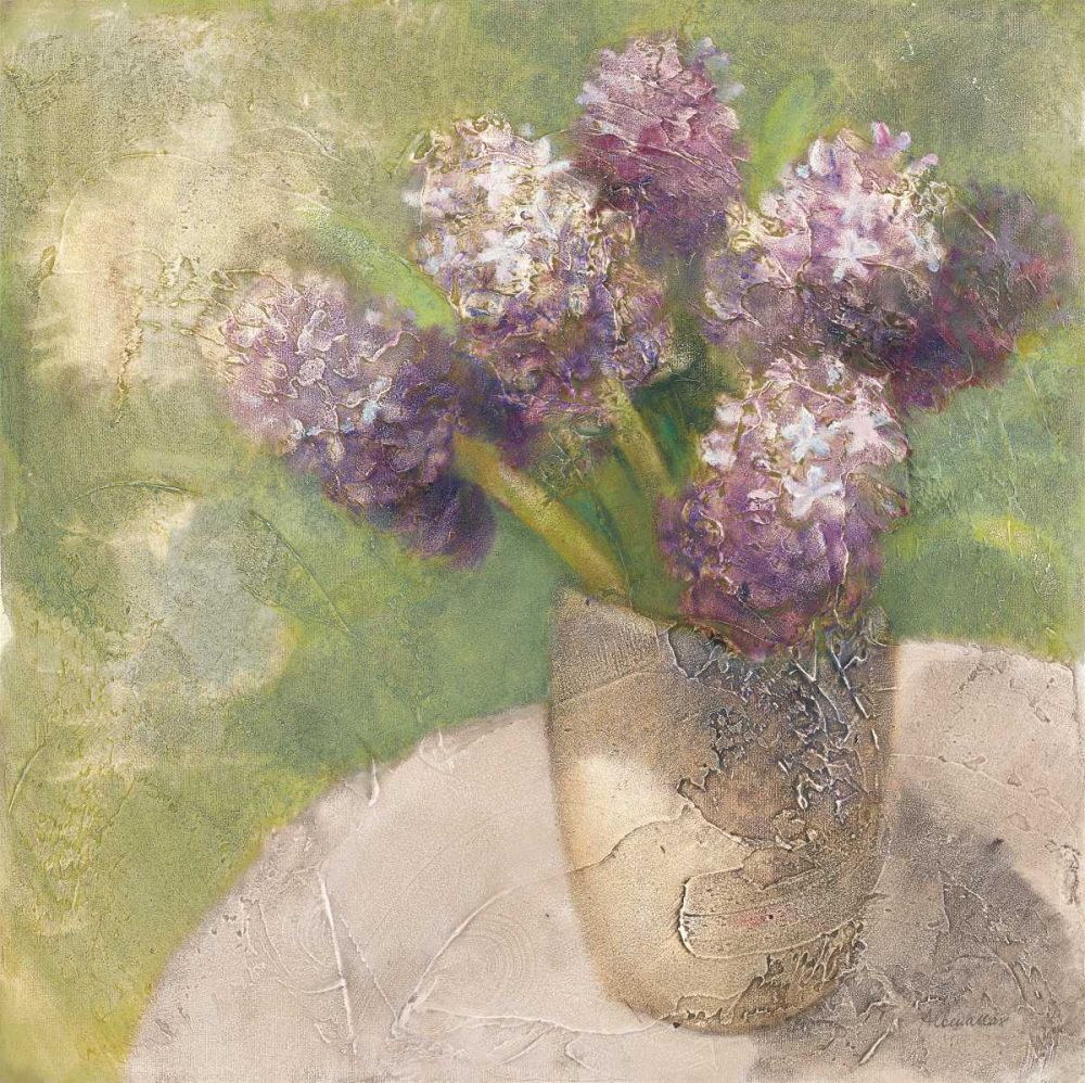 Purple Hyacinths in Vase Green art print by Albena Hristova for $57.95 CAD