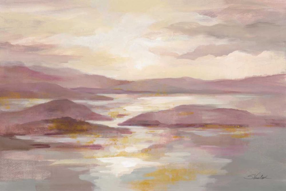 Pink and Gold Landscape art print by Silvia Vassileva for $57.95 CAD