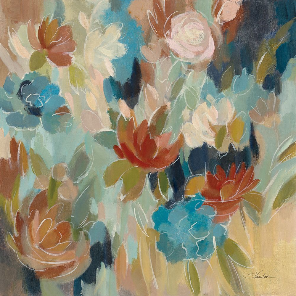 Blue and Sienna Floral art print by Silvia Vassileva for $57.95 CAD