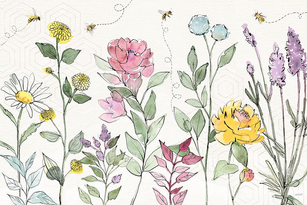 Honeybee Blossoms I art print by Anne Tavoletti for $57.95 CAD