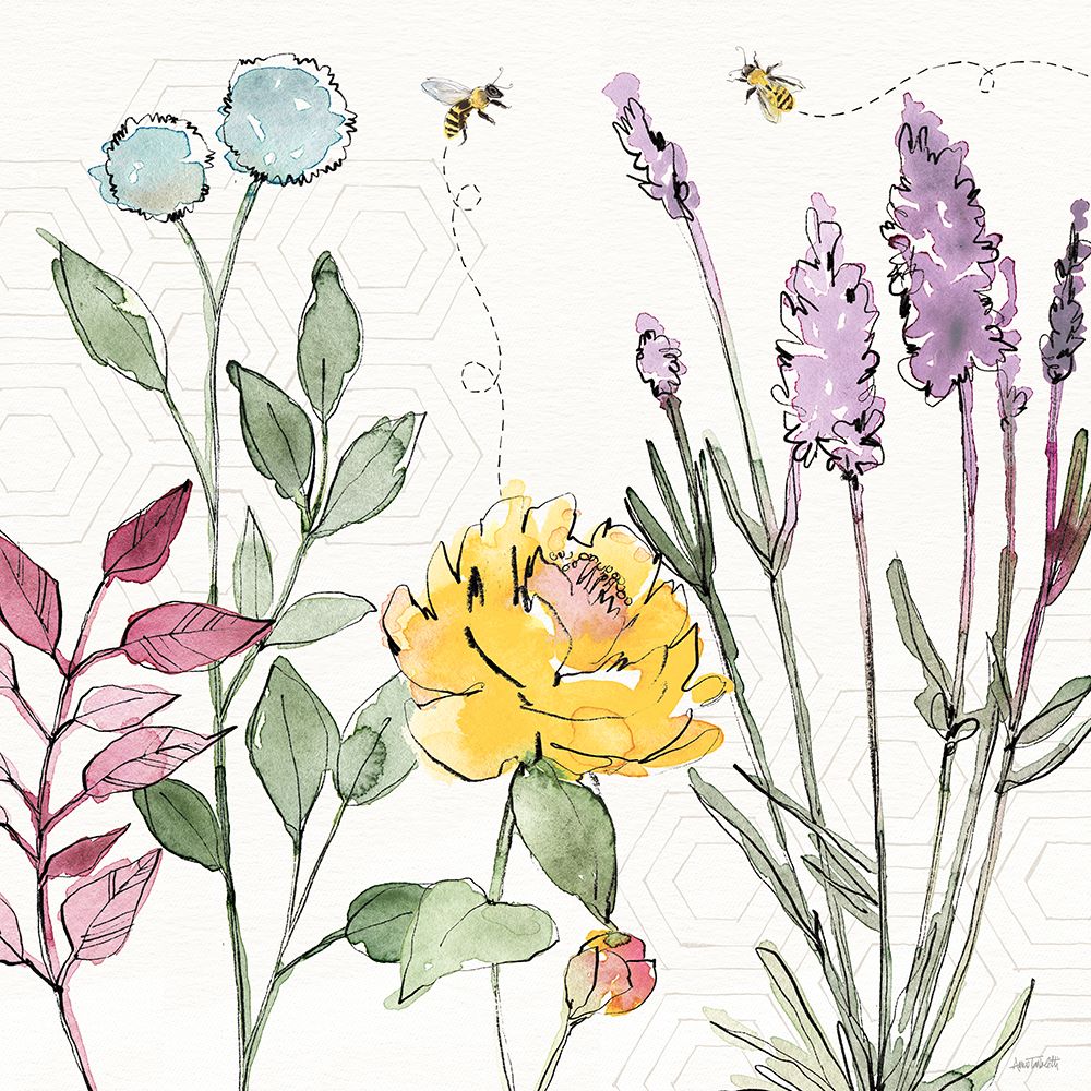 Honeybee Blossoms II art print by Anne Tavoletti for $57.95 CAD