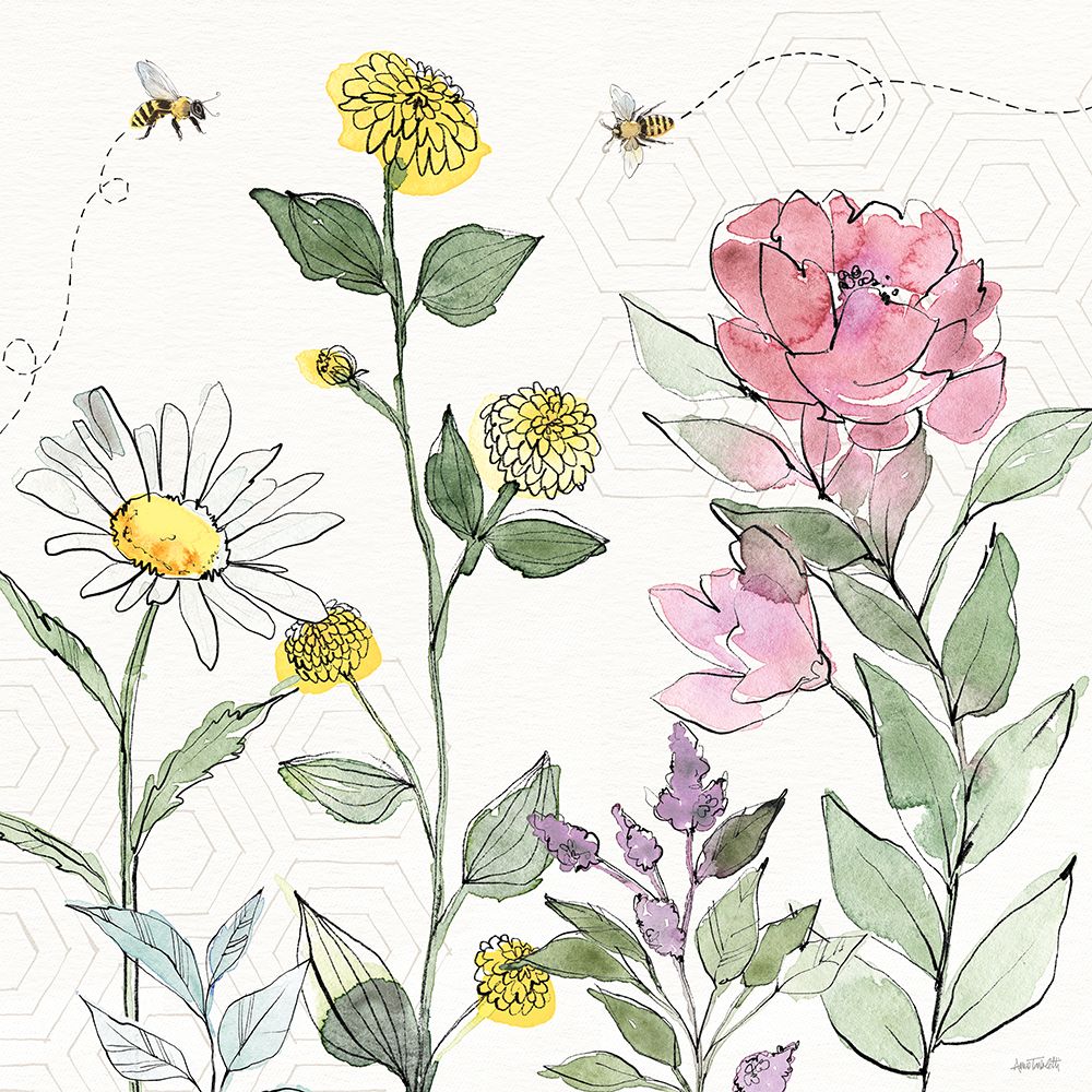 Honeybee Blossoms III art print by Anne Tavoletti for $57.95 CAD