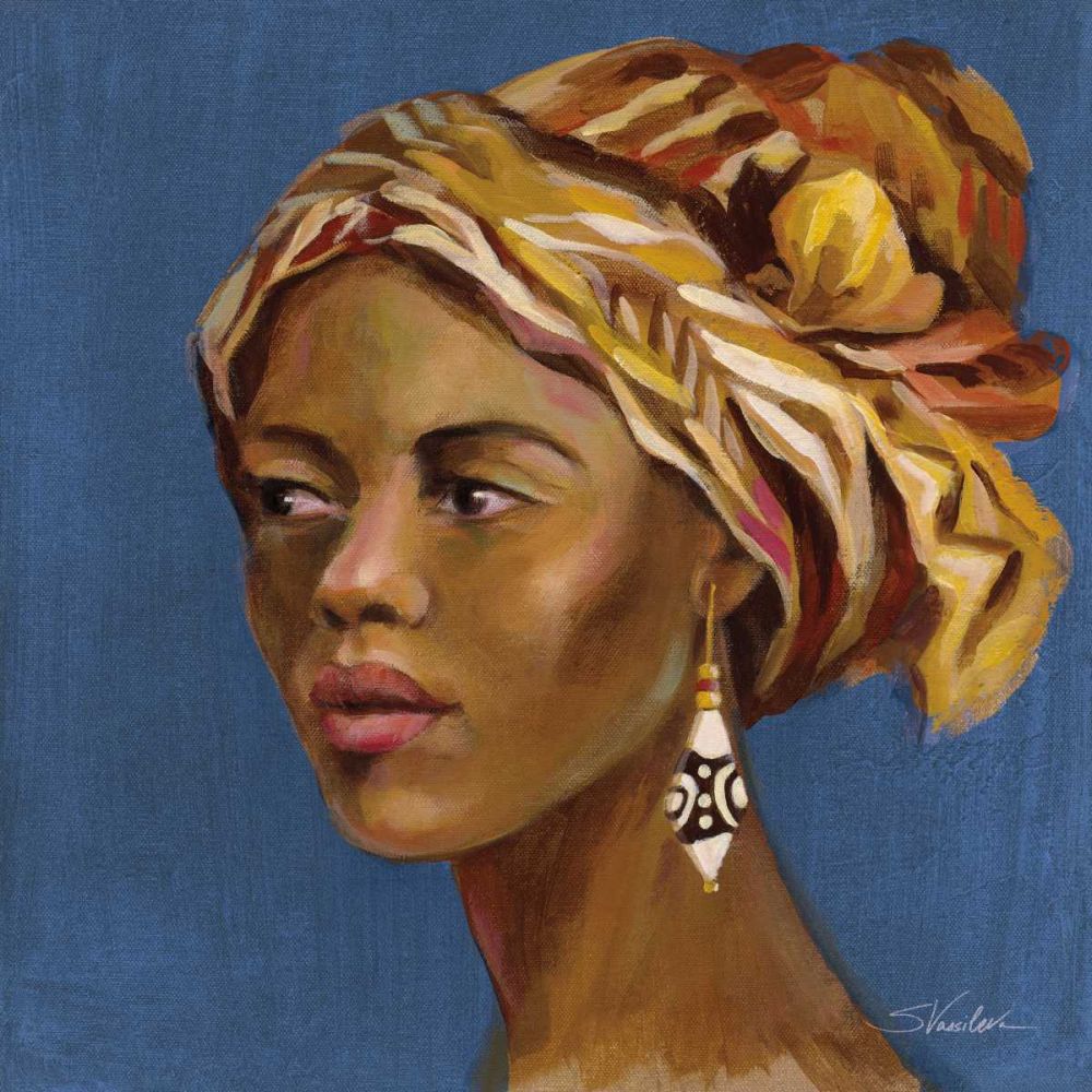 African Beauty II Blue art print by Silvia Vassileva for $57.95 CAD