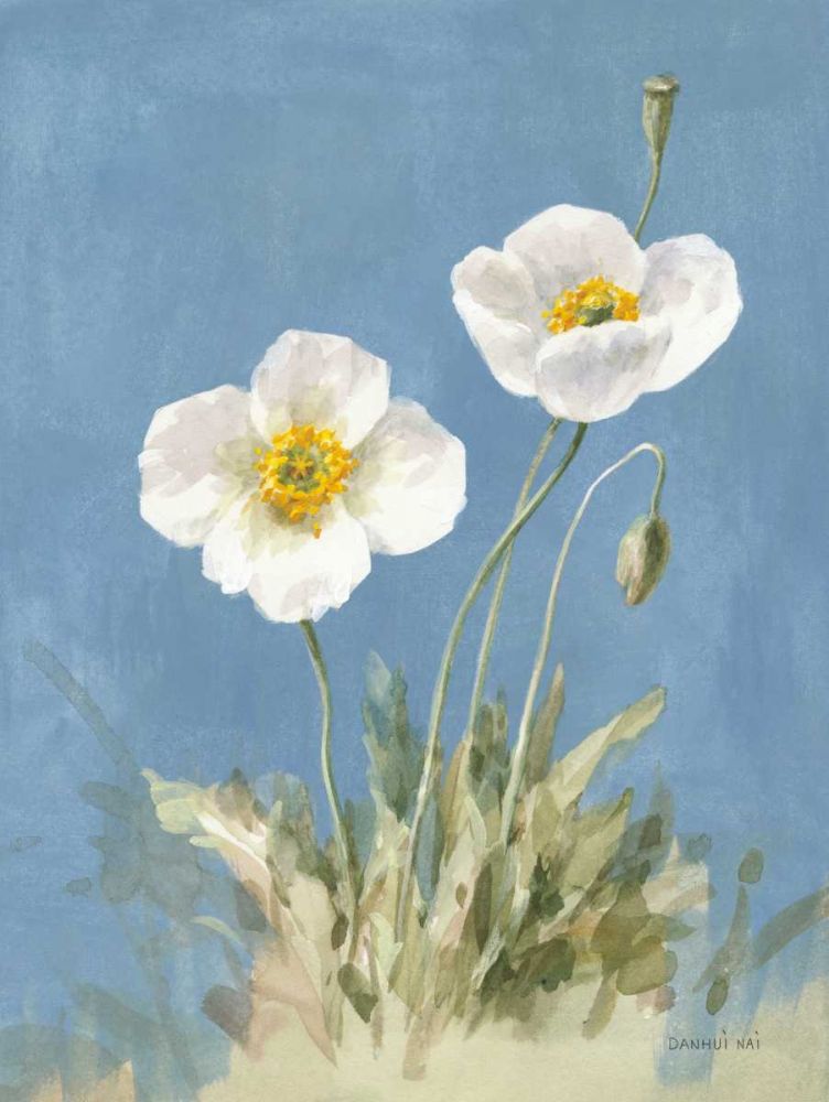 White Poppies I No Butterfly art print by Danhui Nai for $57.95 CAD