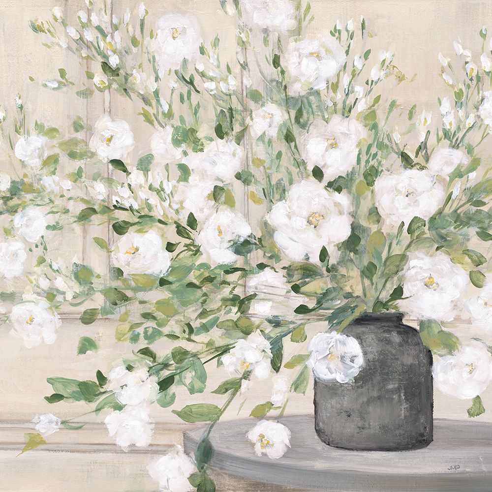 White Bouquet Gray Vase art print by Julia Purinton for $57.95 CAD