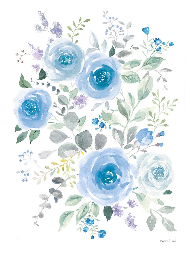 Lush Roses I Blue art print by Danhui Nai for $57.95 CAD