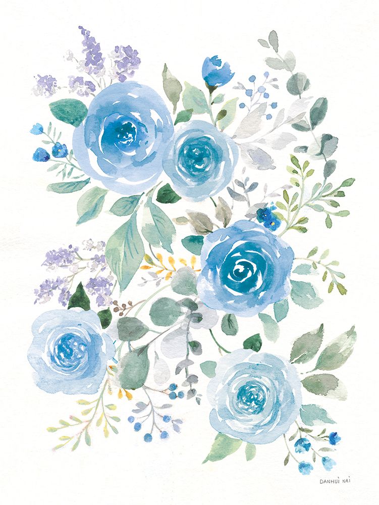 Lush Roses II Blue art print by Danhui Nai for $57.95 CAD