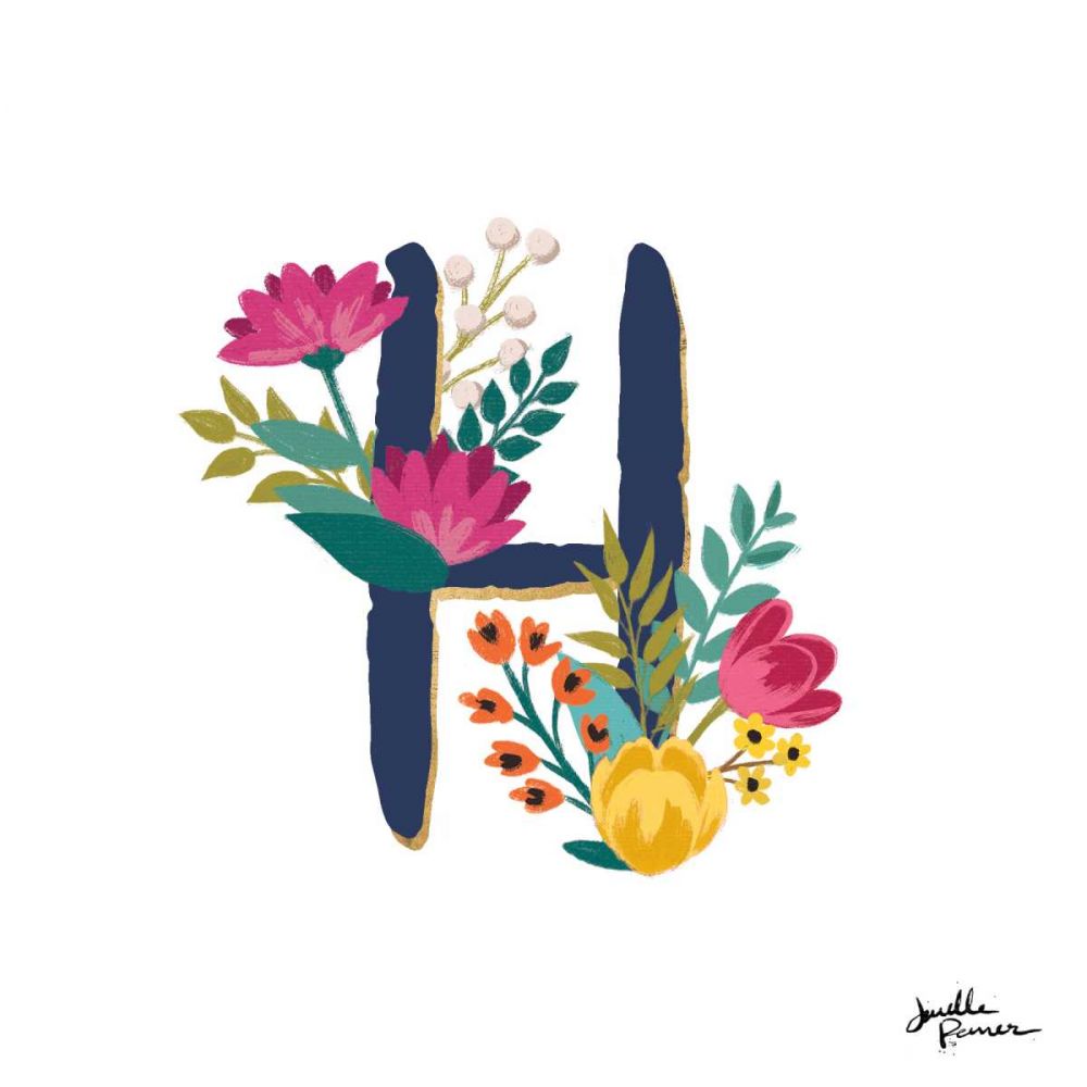 Romantic Luxe H Navy art print by Janelle Penner for $57.95 CAD
