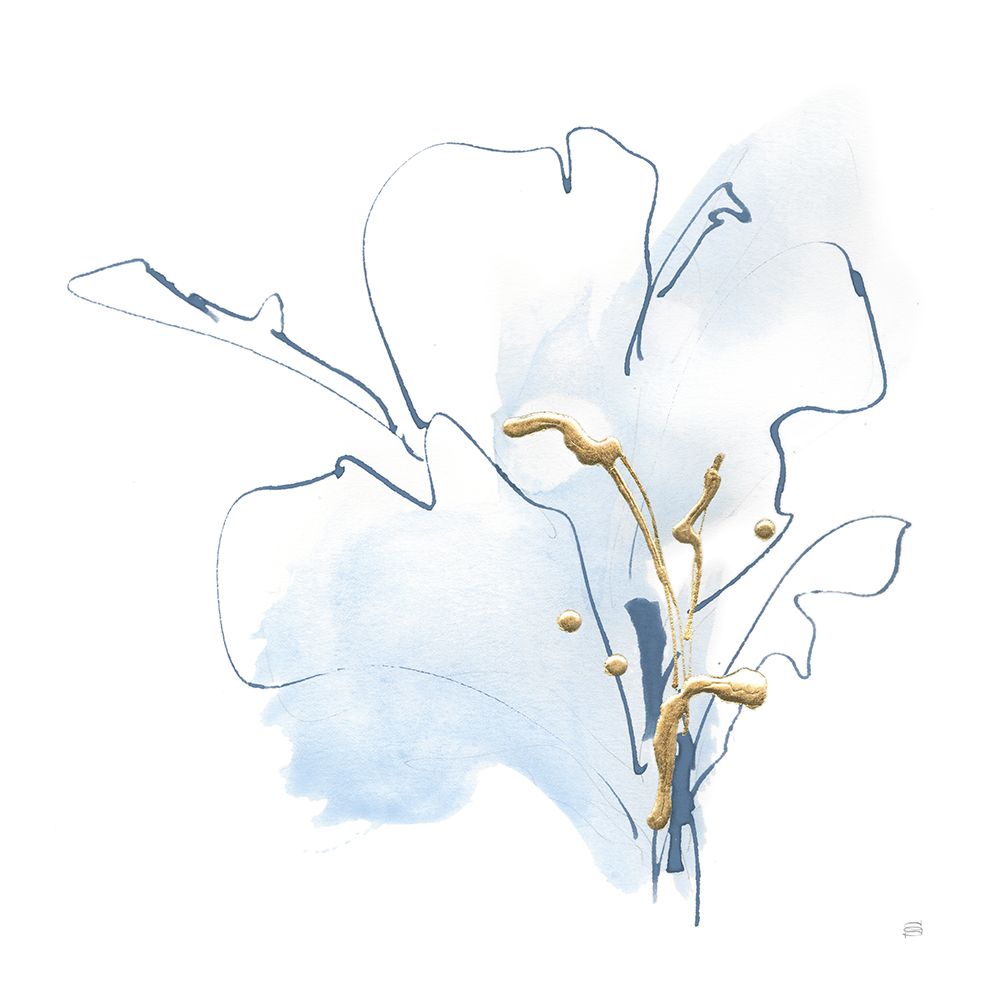 Blue and Gold Floral I art print by Chris Paschke for $57.95 CAD