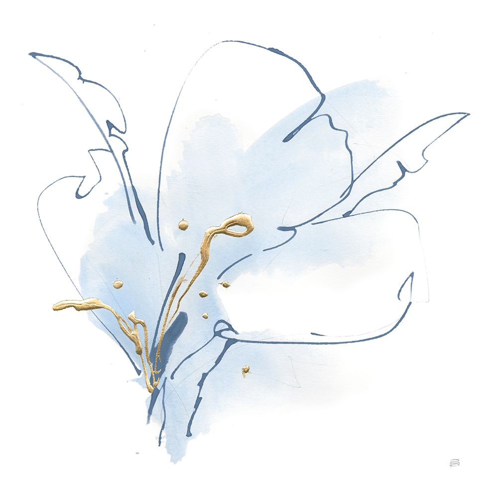 Blue and Gold Floral II art print by Chris Paschke for $57.95 CAD