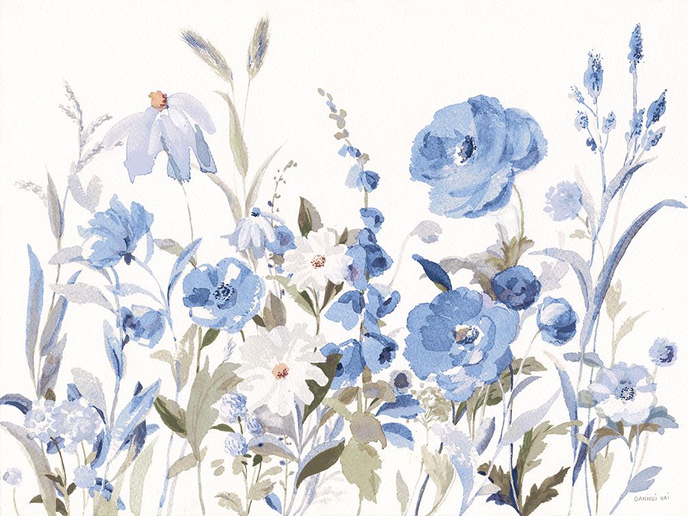 Blue Boho Wildflowers art print by Danhui Nai for $57.95 CAD