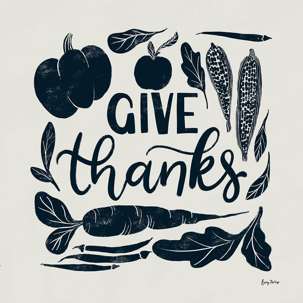 Harvest Lettering II Blue art print by Becky Thorns for $57.95 CAD