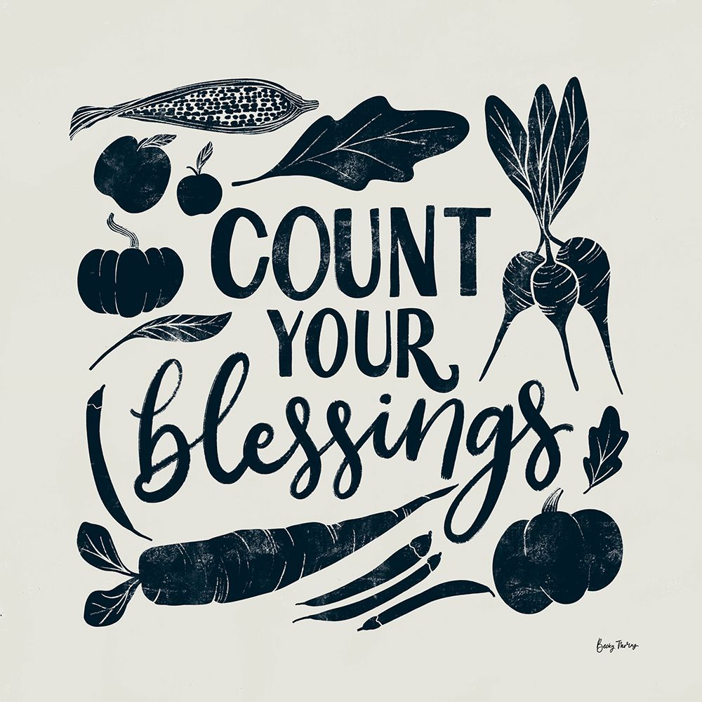 Harvest Lettering IV Blue art print by Becky Thorns for $57.95 CAD