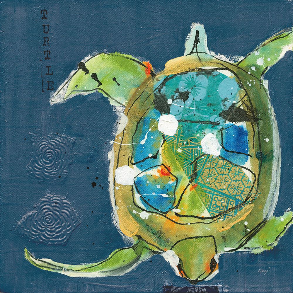 Chentes Turtle on Blue art print by Kellie Day for $57.95 CAD