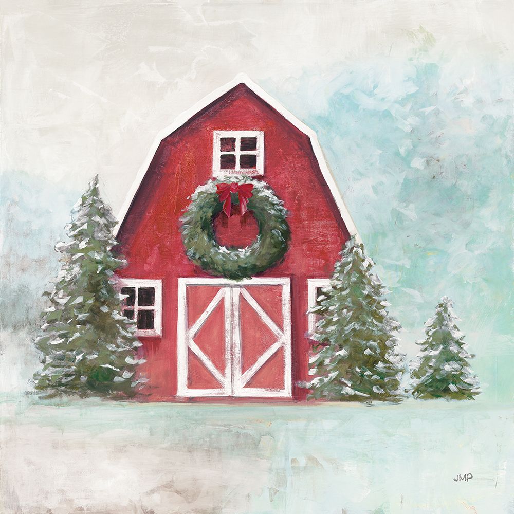 December Barn Blue Sky art print by Julia Purinton for $57.95 CAD