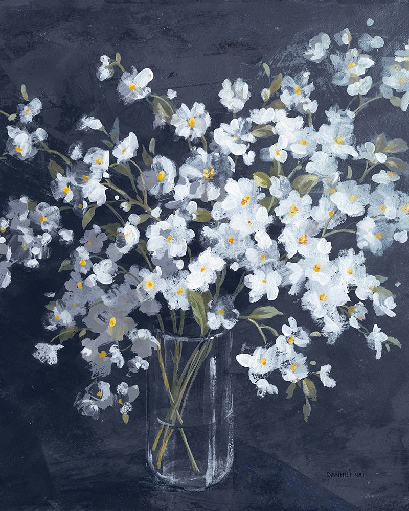 Fresh White Bouquet Indigo Crop art print by Danhui Nai for $57.95 CAD