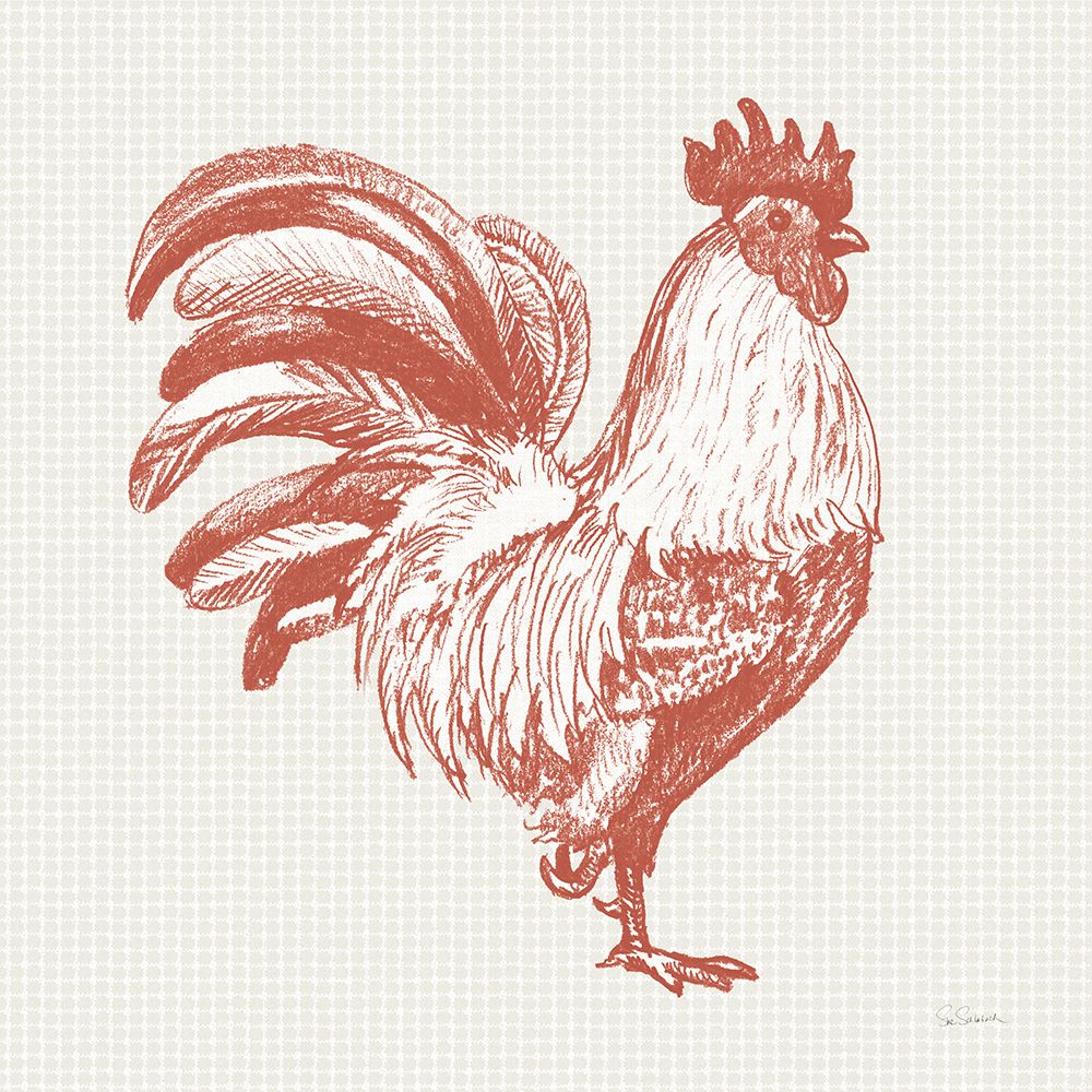 Cottage Rooster I Red art print by Sue Schlabach for $57.95 CAD