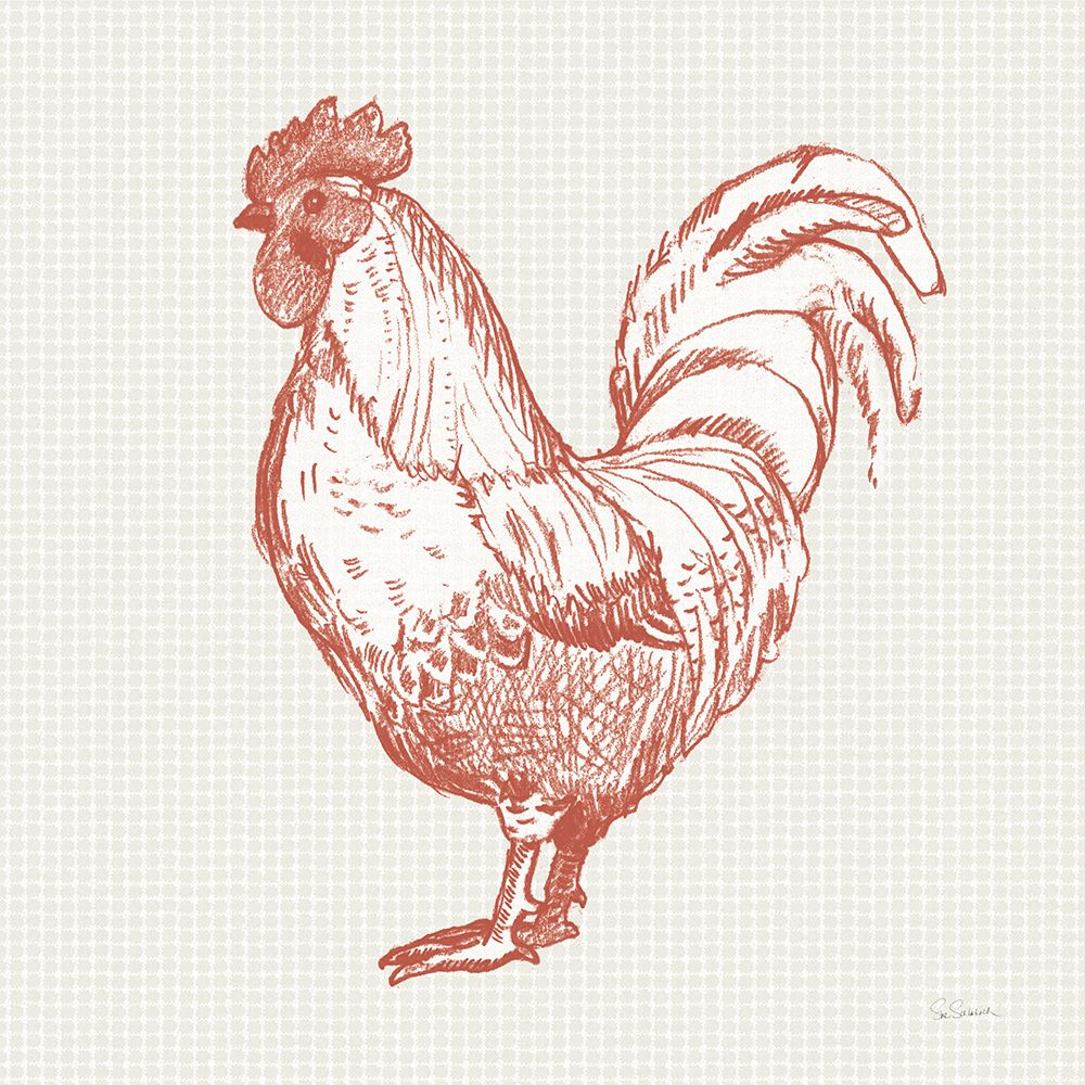 Cottage Rooster II Red art print by Sue Schlabach for $57.95 CAD