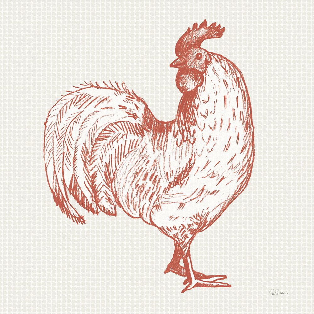 Cottage Rooster III Red art print by Sue Schlabach for $57.95 CAD