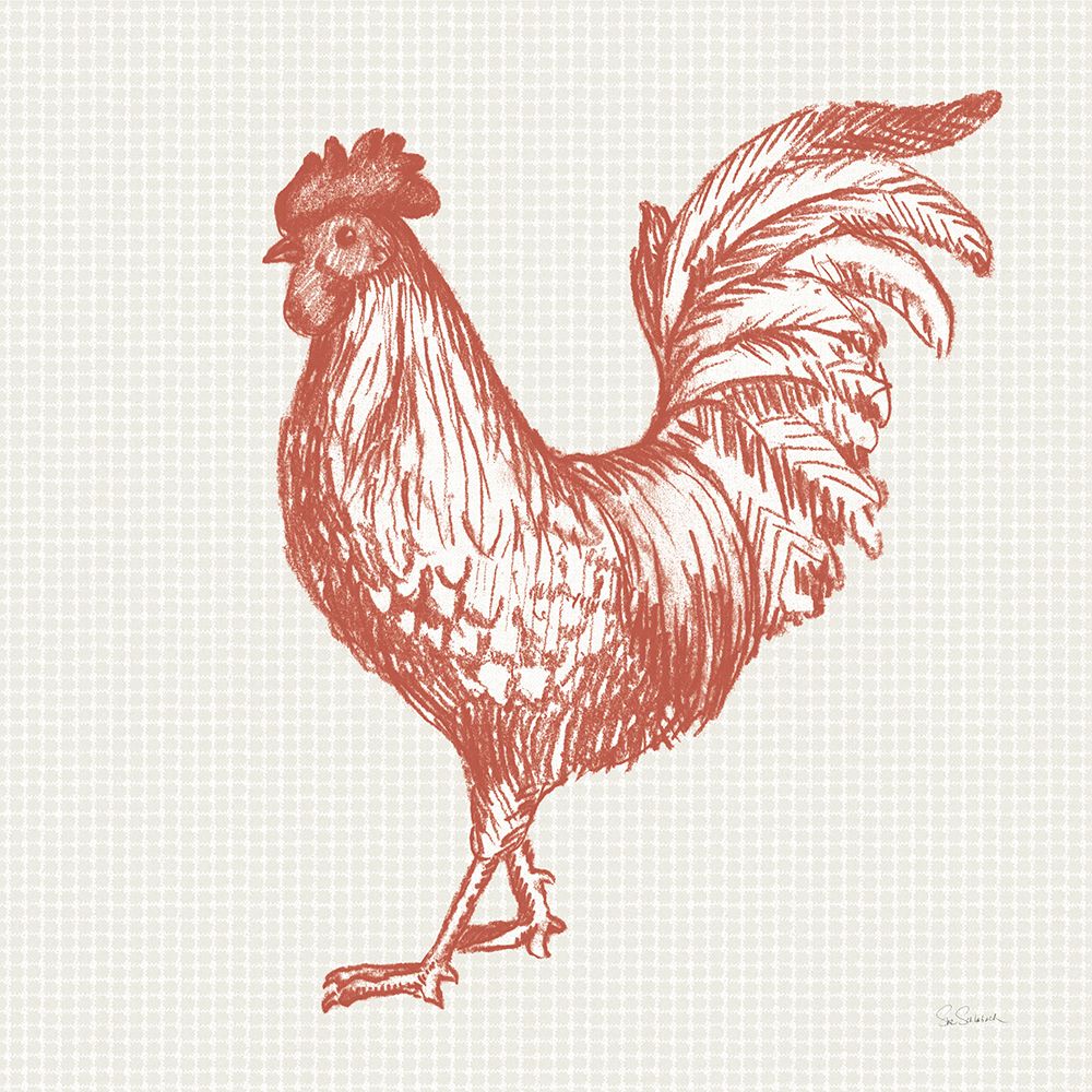 Cottage Rooster IV Red art print by Sue Schlabach for $57.95 CAD
