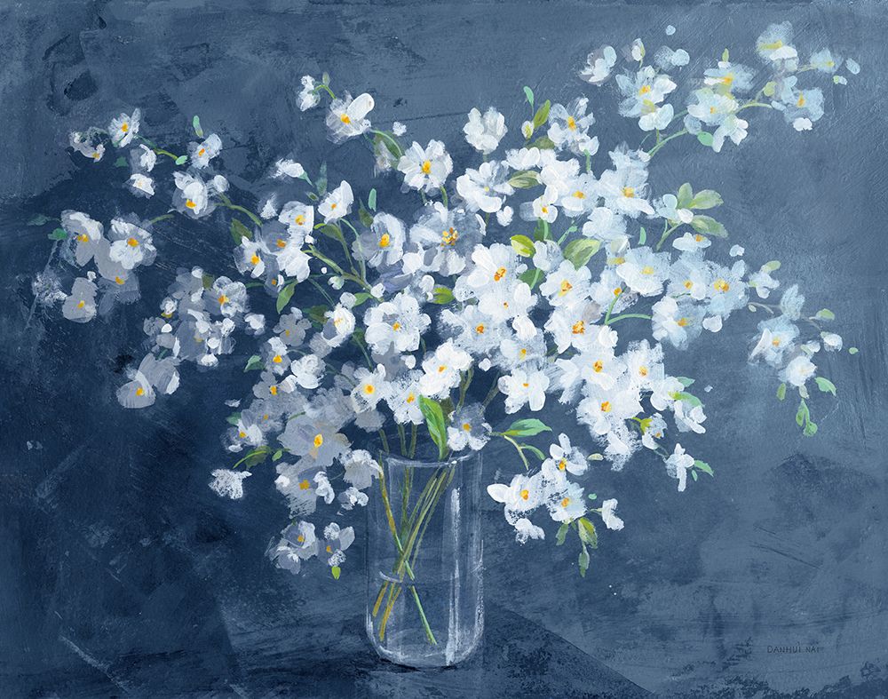 Fresh White Bouquet Dark Blue art print by Danhui Nai for $57.95 CAD