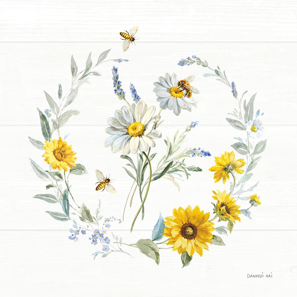 Bees and Blooms Flowers II with Wreath art print by Danhui Nai for $57.95 CAD