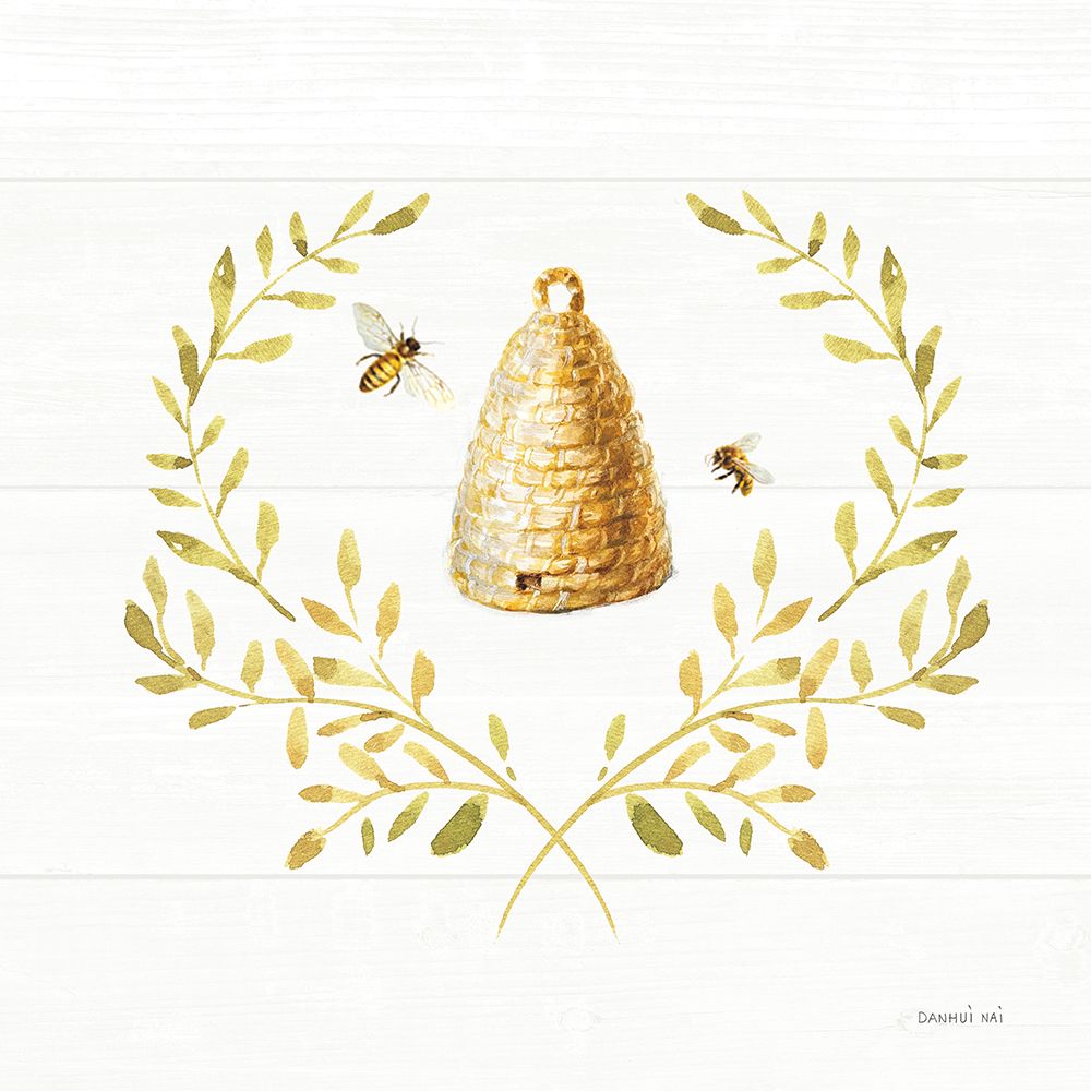 Bees and Blooms Skep Laurel art print by Danhui Nai for $57.95 CAD
