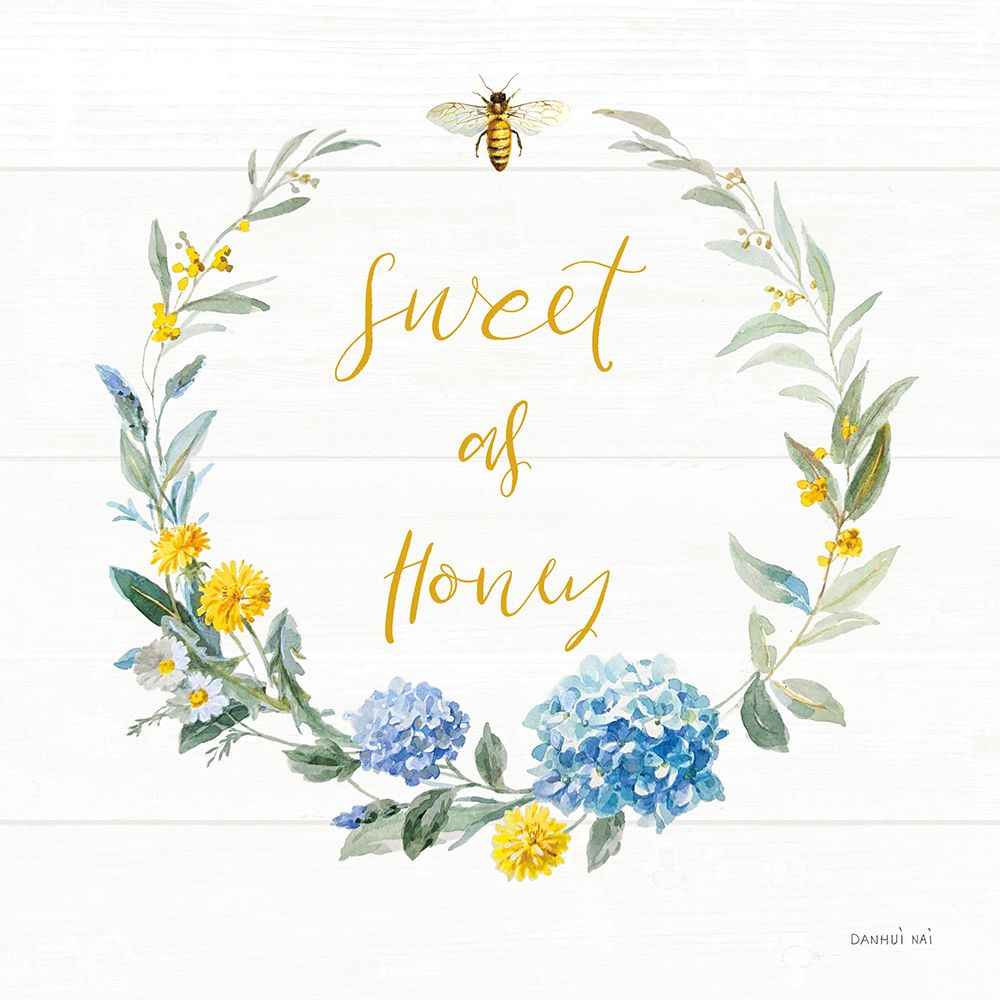 Bees and Blooms_Sweet As Honey Wreath art print by Danhui Nai for $57.95 CAD