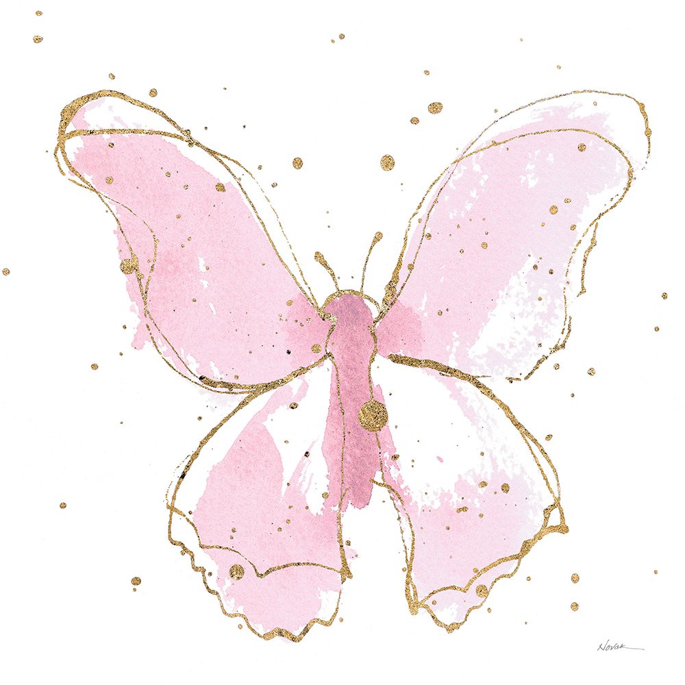 Pink Gilded Butterflies II art print by Shirley Novak for $57.95 CAD