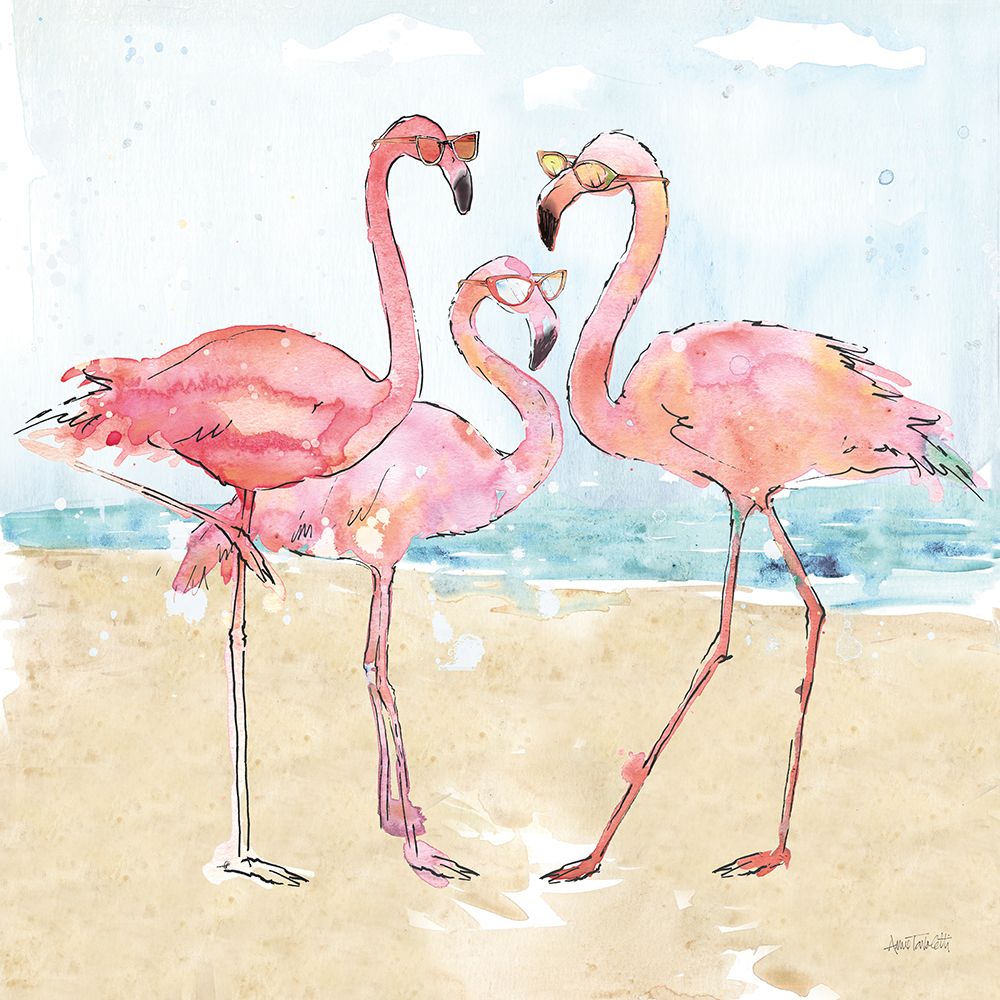 Flamingo Fever Beach art print by Anne Tavoletti for $57.95 CAD