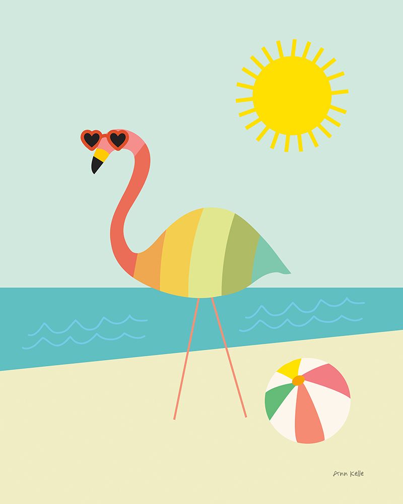Beach Flamingo art print by Ann Kelle for $57.95 CAD