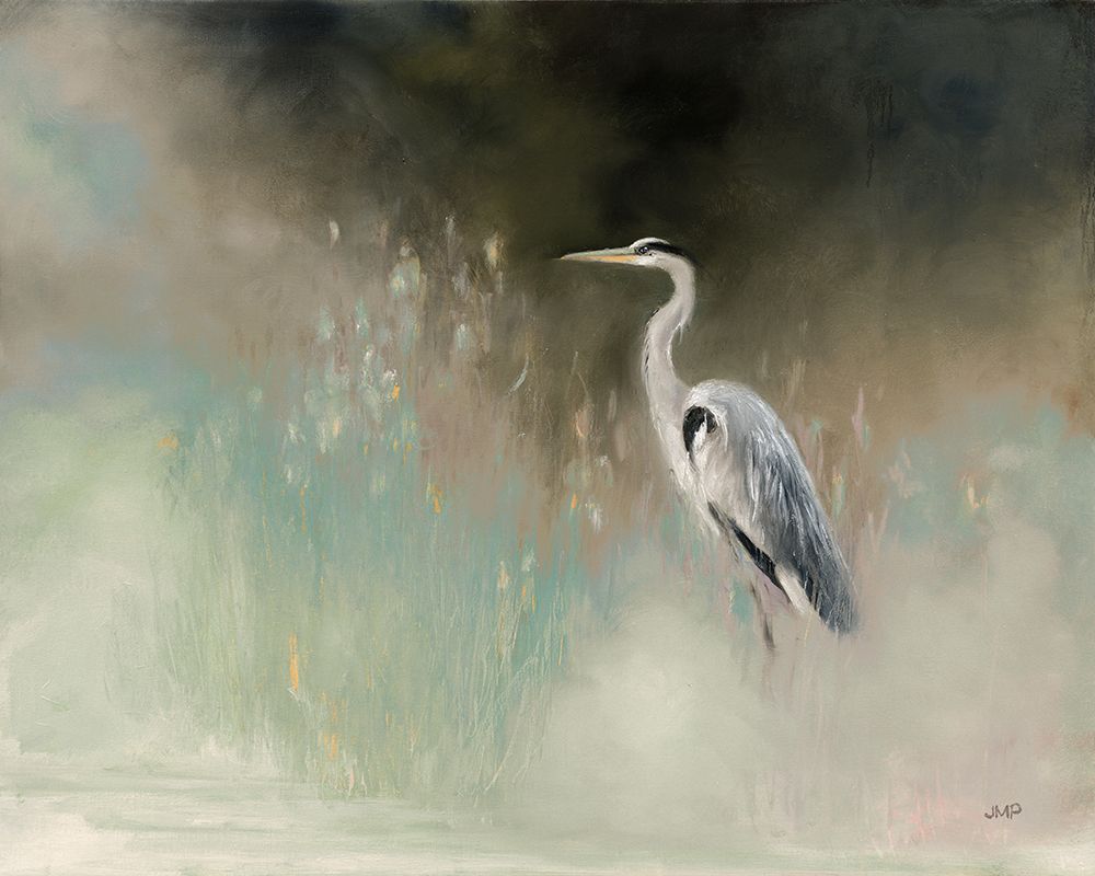 Peaceful Egret Teal art print by Julia Purinton for $57.95 CAD