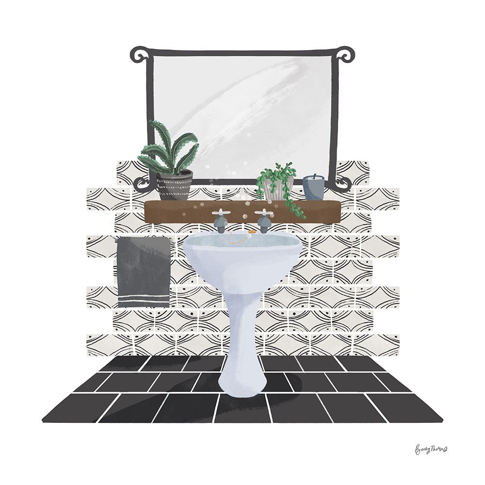Relaxing Bathroom I Dark art print by Becky Thorns for $57.95 CAD