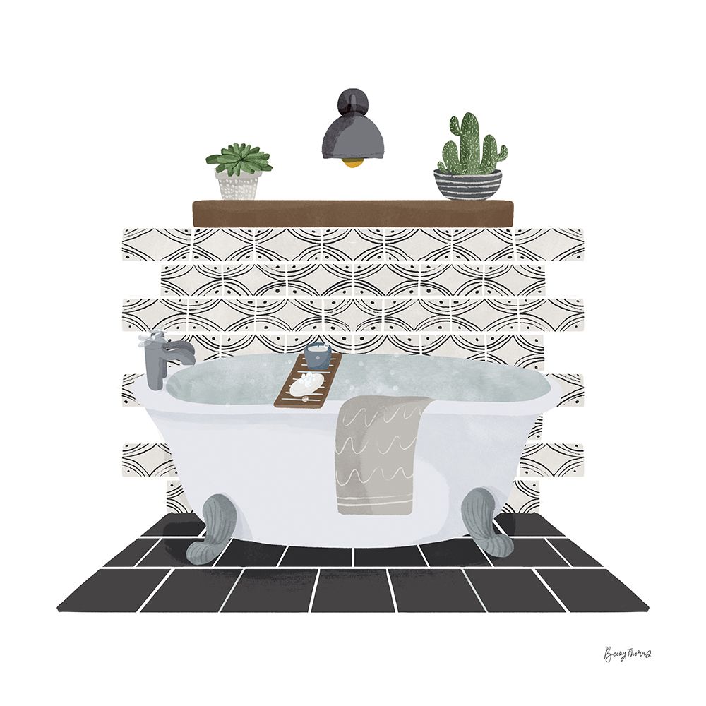 Relaxing Bathroom II Dark art print by Becky Thorns for $57.95 CAD