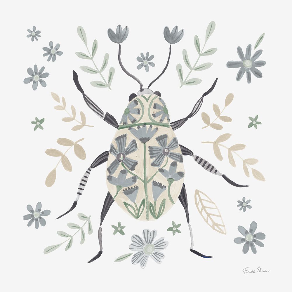 Folk Beetle II Neutral art print by Farida Zaman for $57.95 CAD