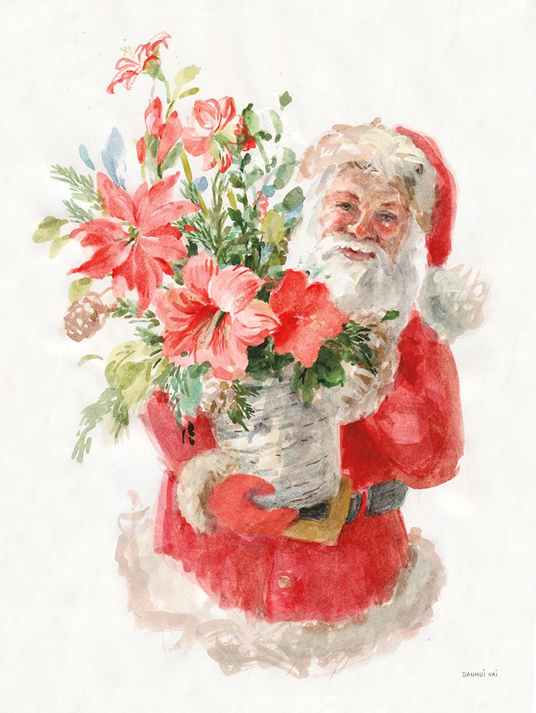 Floral Santa art print by Danhui Nai for $57.95 CAD