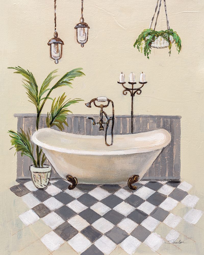 Gray Cottage Bathroom I art print by Silvia Vassileva for $57.95 CAD