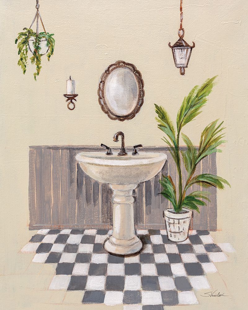Gray Cottage Bathroom II art print by Silvia Vassileva for $57.95 CAD