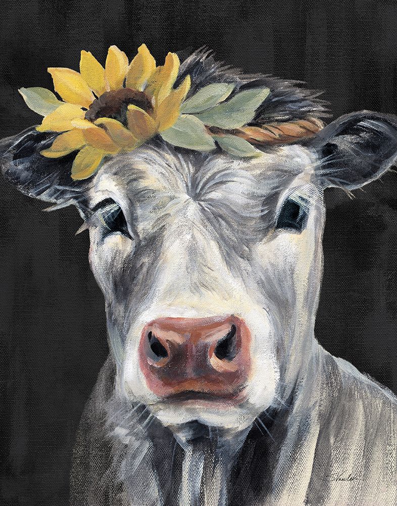 Pretty Cow on Black art print by Silvia Vassileva for $57.95 CAD