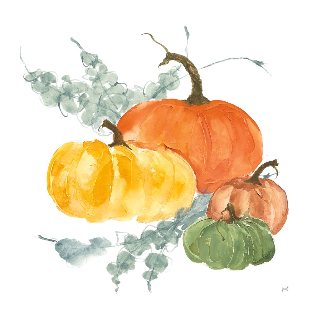 Pumpkins and Eucalyptus I art print by Chris Paschke for $57.95 CAD