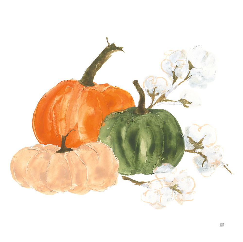 Pumpkins and Cotton I art print by Chris Paschke for $57.95 CAD