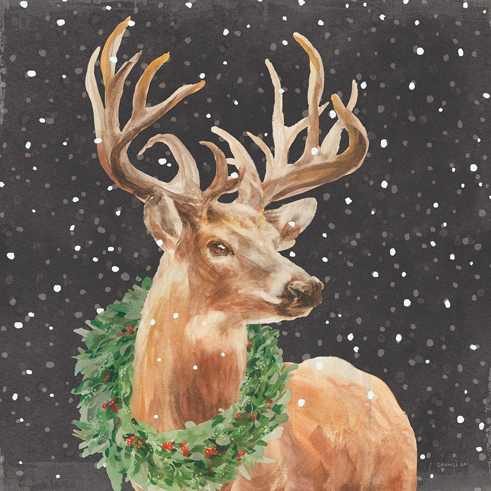 Woodland Holidays Stag Black art print by Danhui Nai for $57.95 CAD