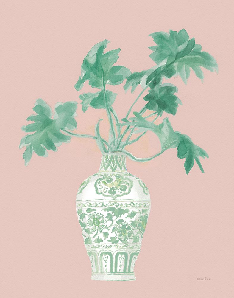 Palm Chinoiserie III Pink Green v2 art print by Danhui Nai for $57.95 CAD