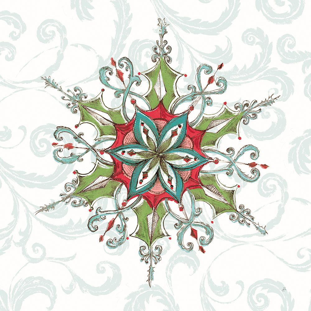 Elegant Season Snowflake I Green art print by Daphne Brissonnet for $57.95 CAD