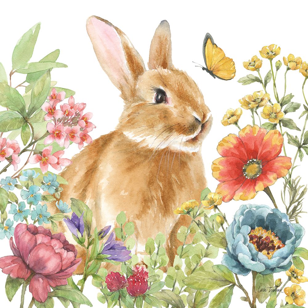 Garden Bunnies V art print by Leslie Trimbach for $57.95 CAD