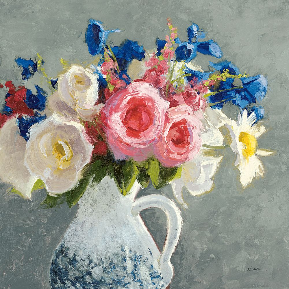 Bouquet in Spanish Jug I Gray art print by Shirley Novak for $57.95 CAD
