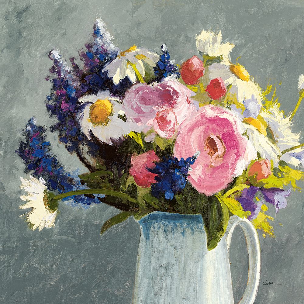 Bouquet in Spanish Jug II Gray art print by Shirley Novak for $57.95 CAD