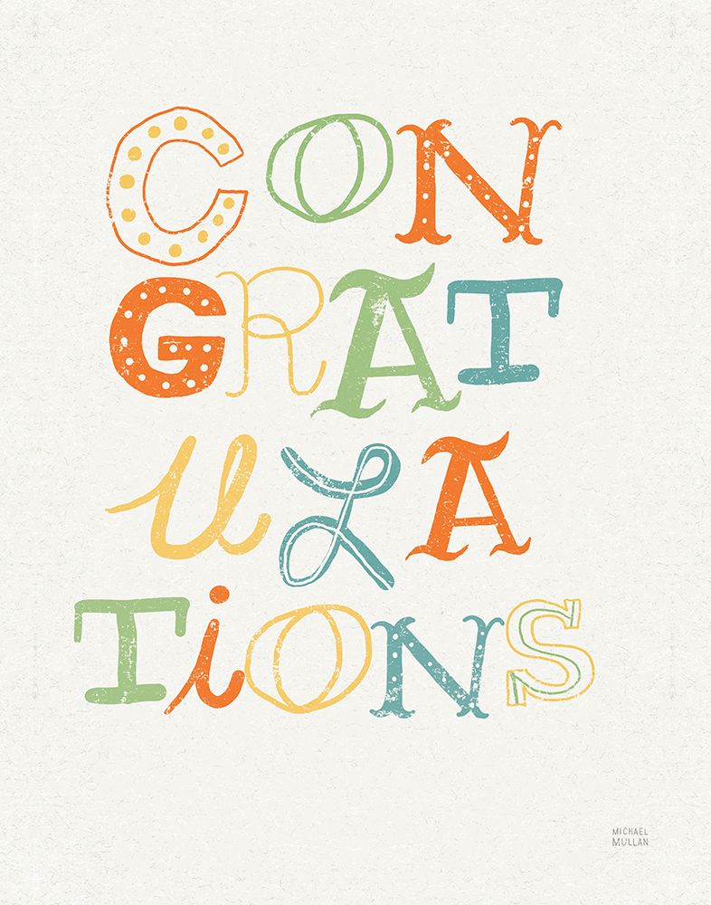 Funky Letters Congratulations art print by Michael Mullan for $57.95 CAD