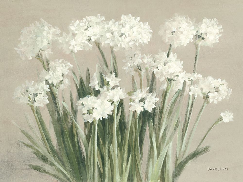 Snowy Paperwhites Neutral art print by Danhui Nai for $57.95 CAD